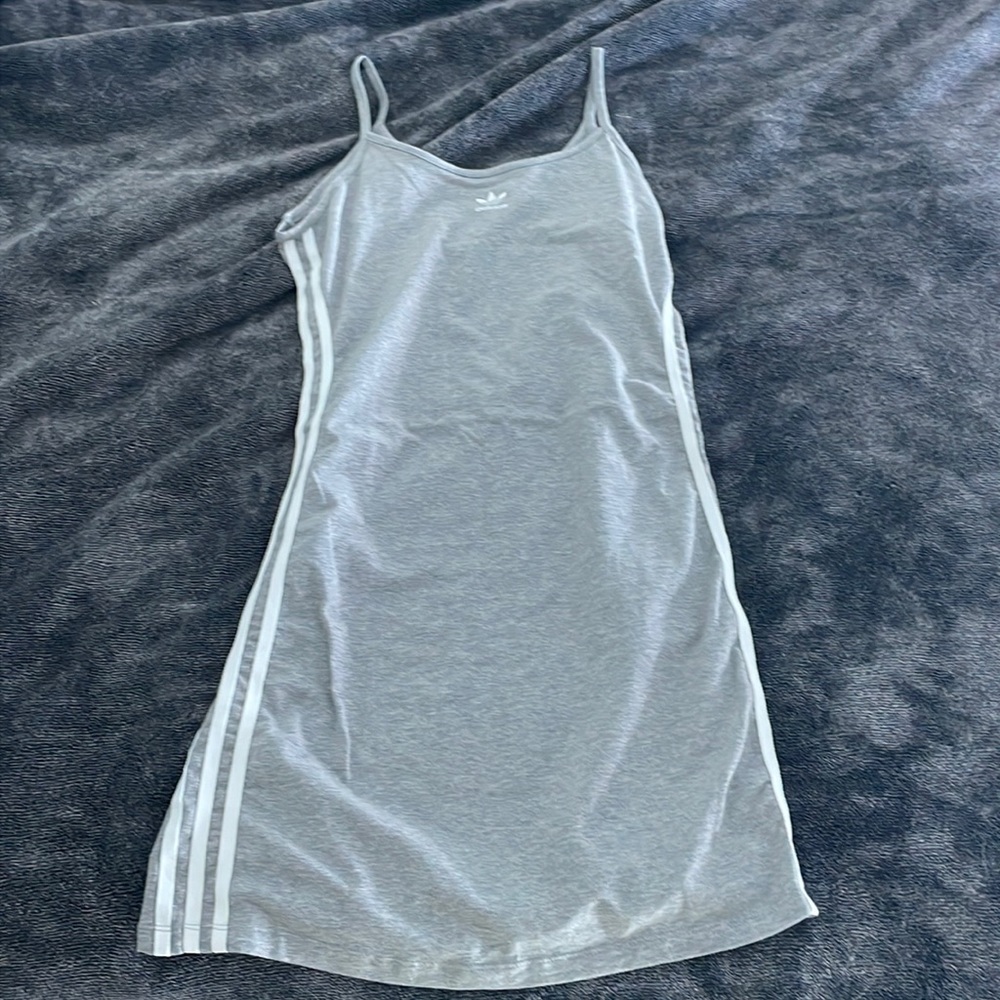Adidas Mini Bodycon Dress in Gray Stripe Size Medium